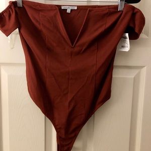 Charlotte Russe maroon low cut body suit